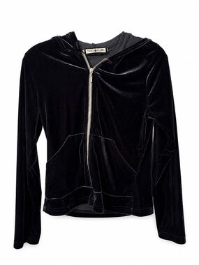 Y2K VELOUR FRENCH BAZAAR ZIP UP HOODIE SMALL